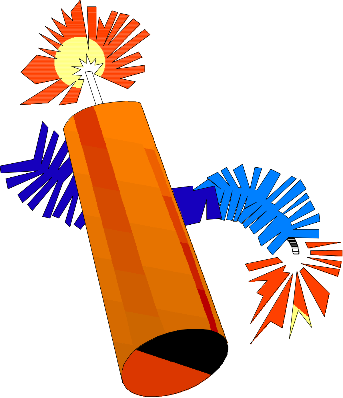 Red and Blue Fire Exor with Yellow Flame Clipart