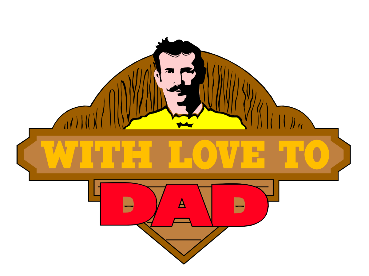 Bearded Man with Mustache and Love to Dad Clipart