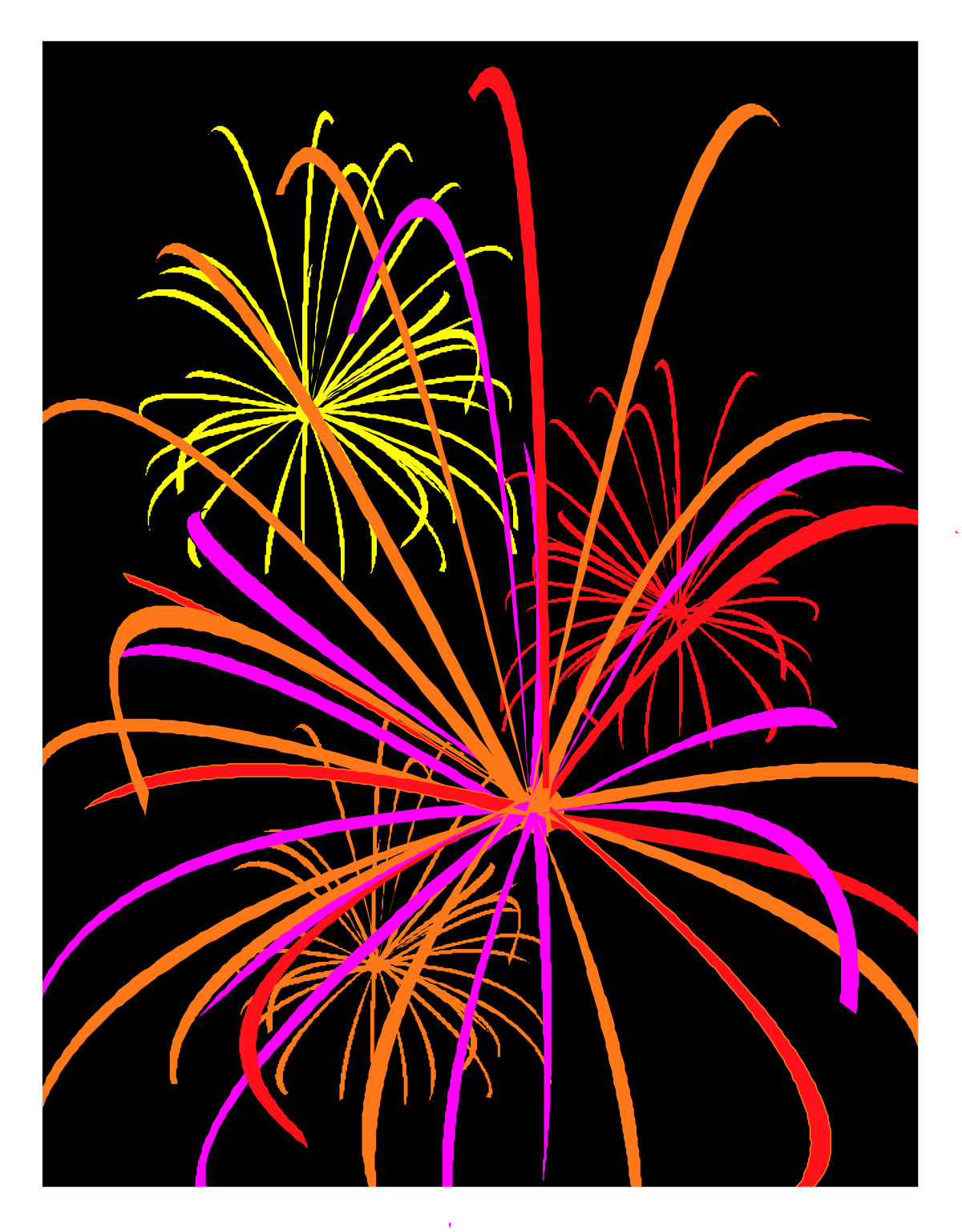 a colorful fireworks with a black background clip art png transparent Colorful Fireworks Clipart on Black Background