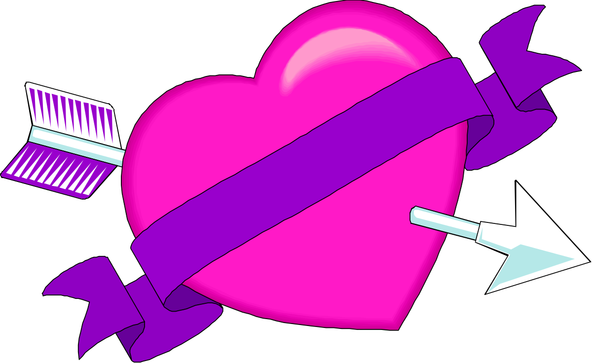 Heart Toothbrush Clipart: Playful Dental Care Illustration