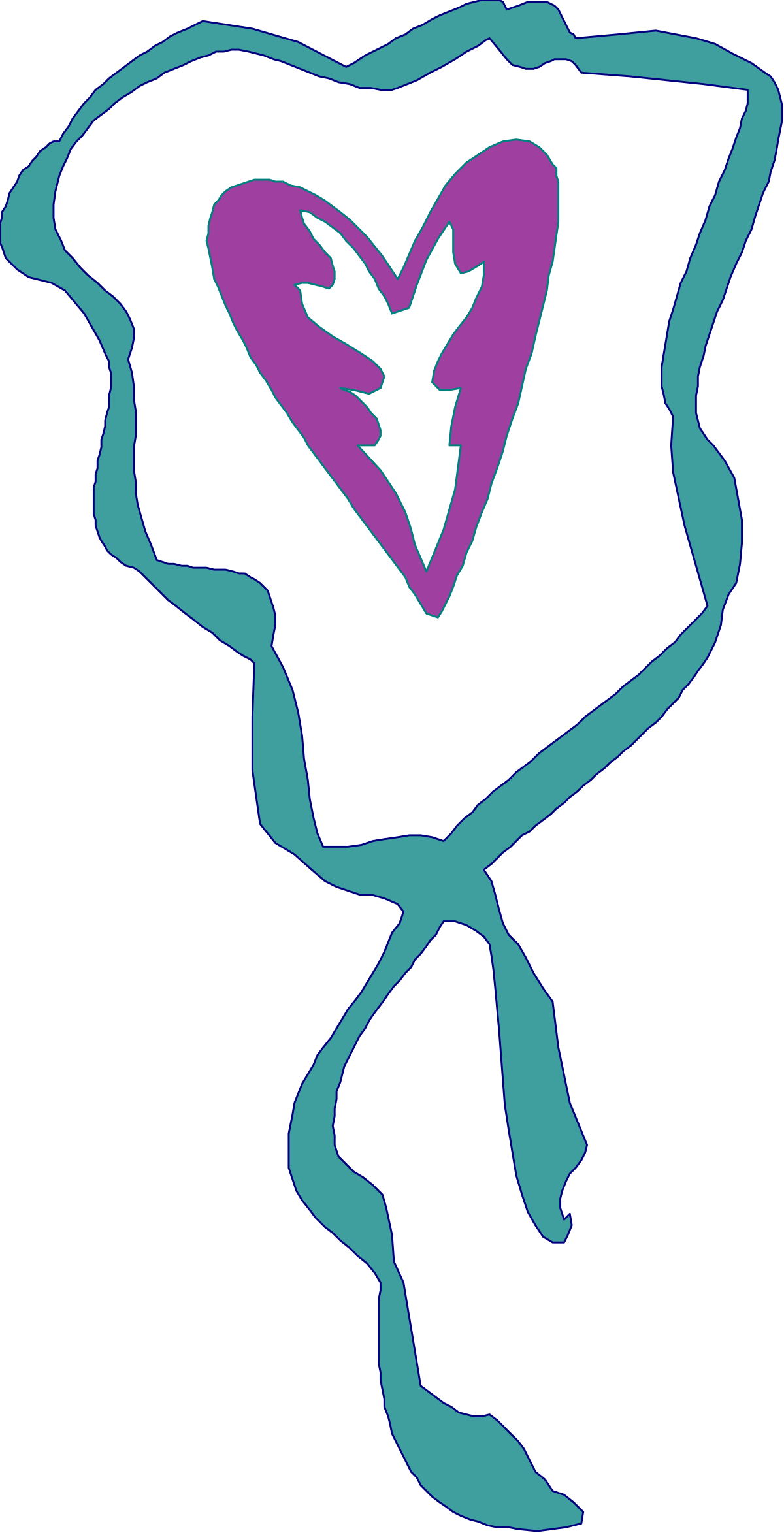 Heart Shape Clipart with Purple and Blue Outline