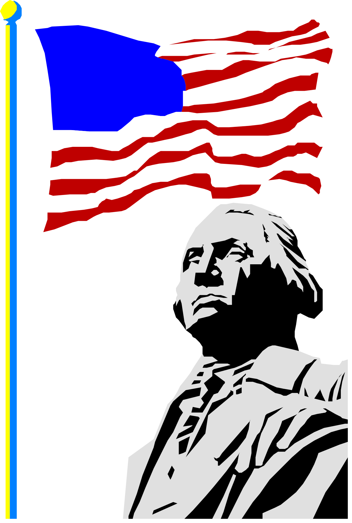 Abraham Lincoln Statue with American Flag Clipart