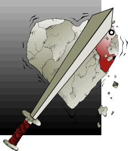 Cartoon Character Holding Sword - Vibrant Clipart for Your Projects
