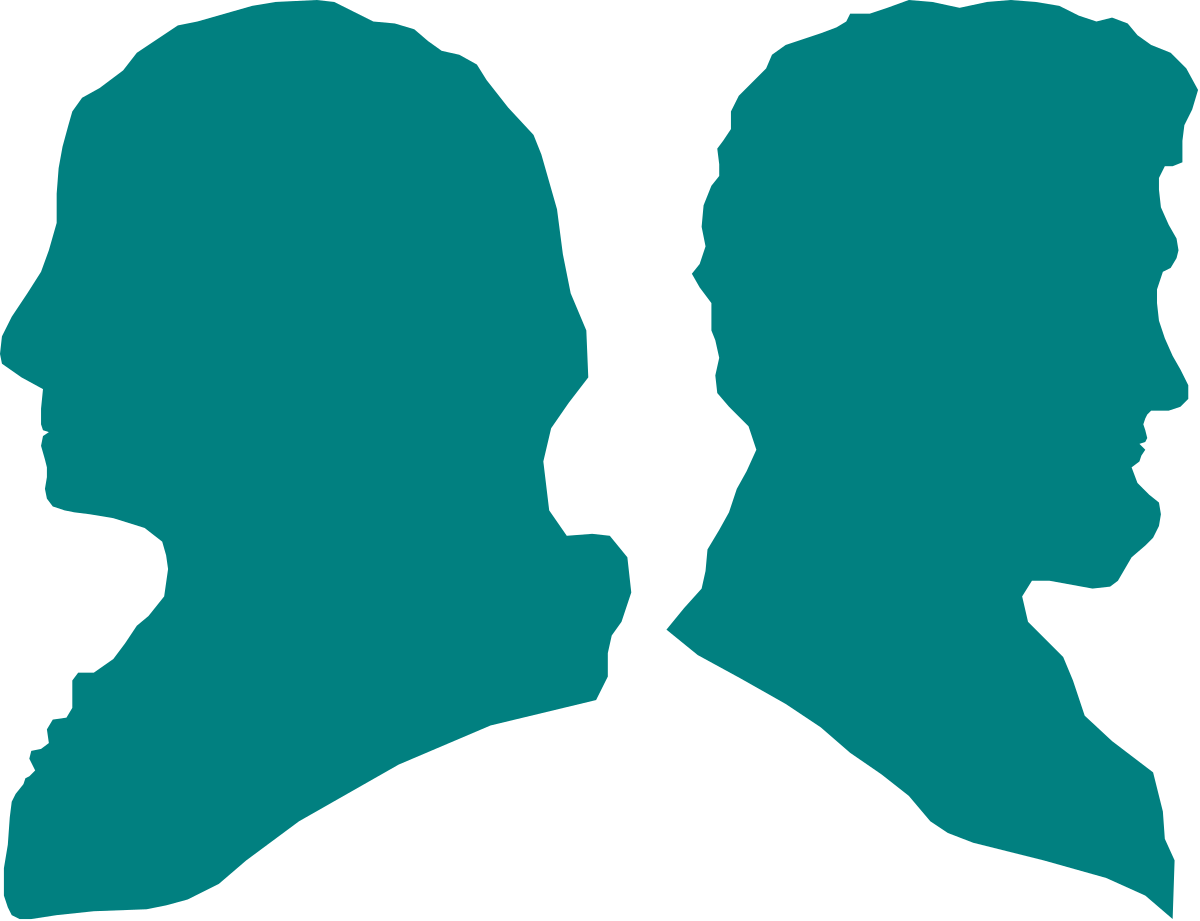 Silhouettes of Two Men: Dynamic Centerpiece Clipart