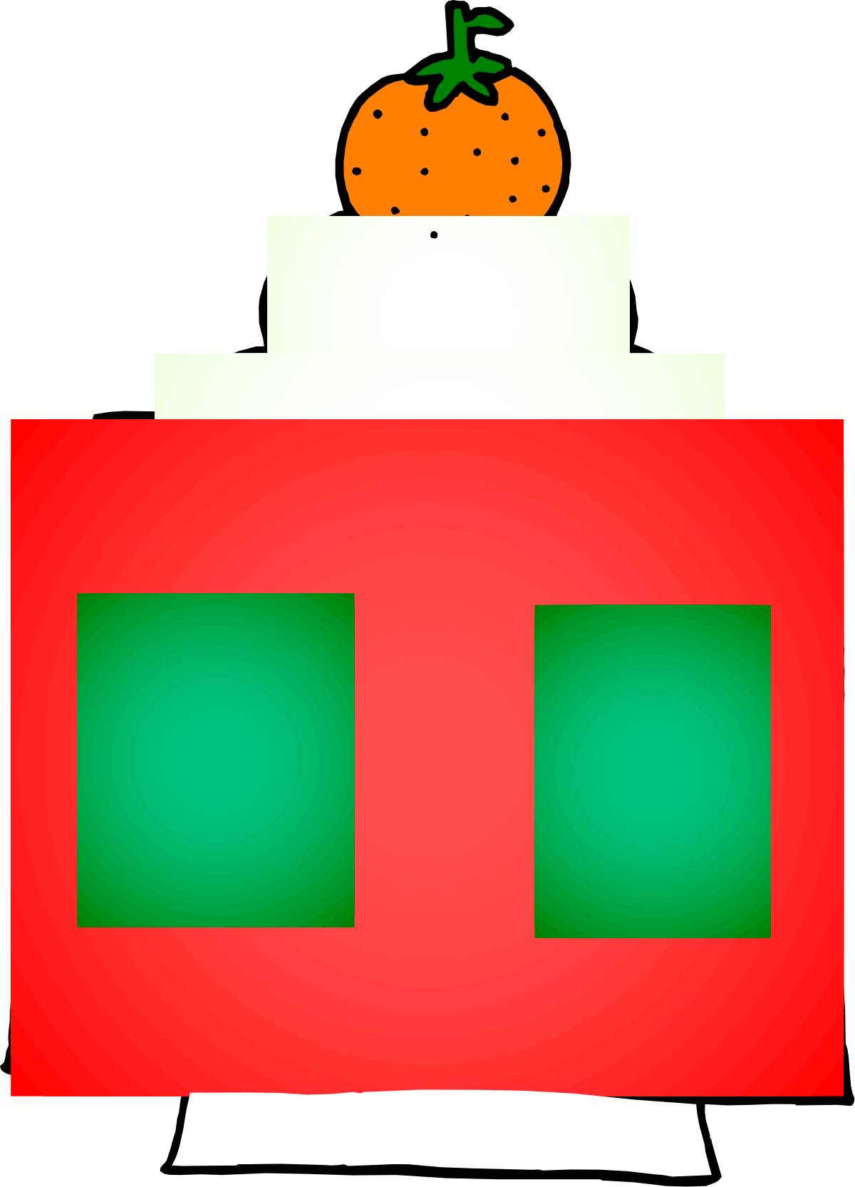 a red box with a green lid and a orange on top clip art png transparent Red Box with Green Lid and Orange - Playful Clipart Design