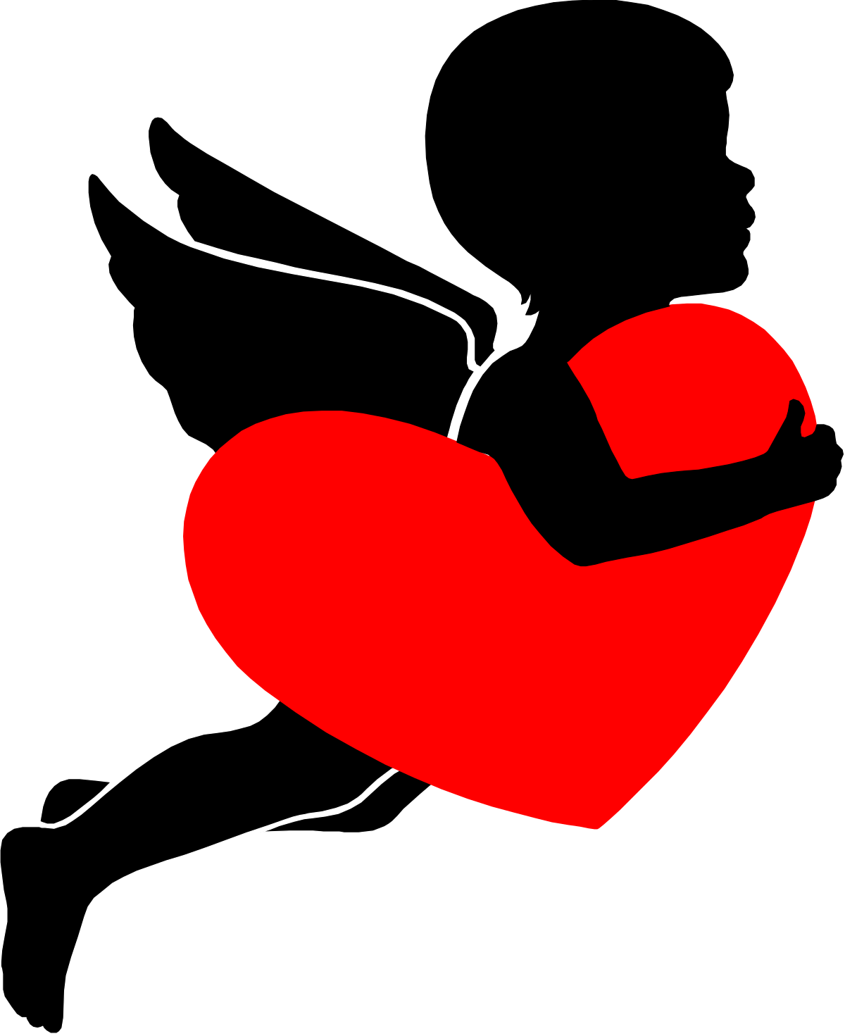 Red Heart with Black Outline of a Man - Unique Clipart Design