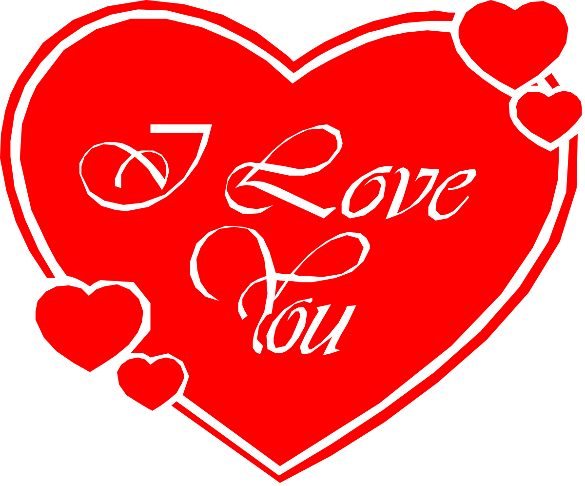 Red Heart with 'Love You' Text Clipart - Perfect for Romantic Designs