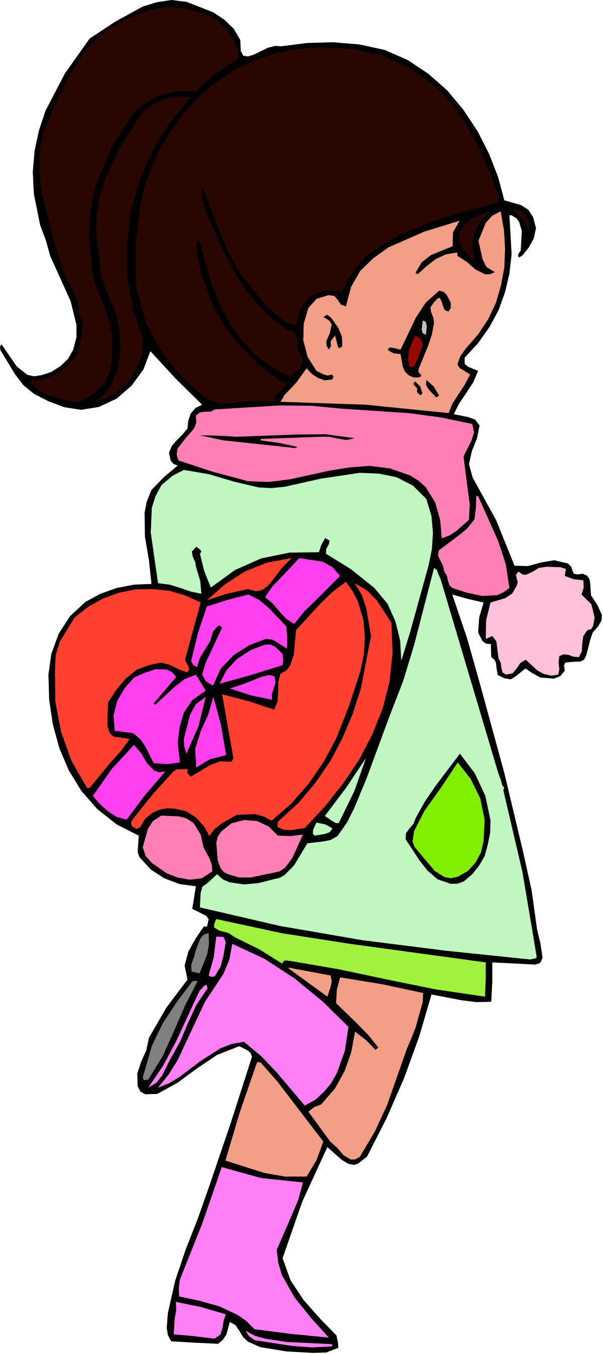 Heart-Carrying Girl Clipart for Emotional Expressions