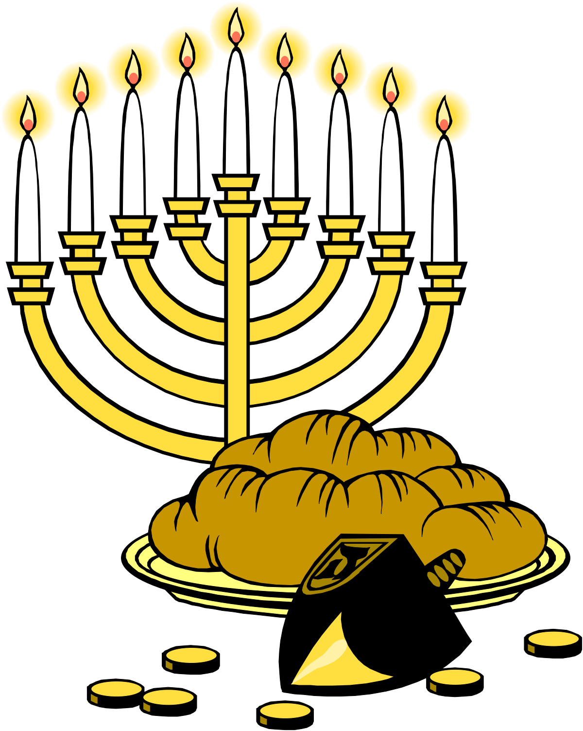 a menorah with candles and a plate of bread clip art png transparent Menorah with Candles and Bread Clipart for Celebrations