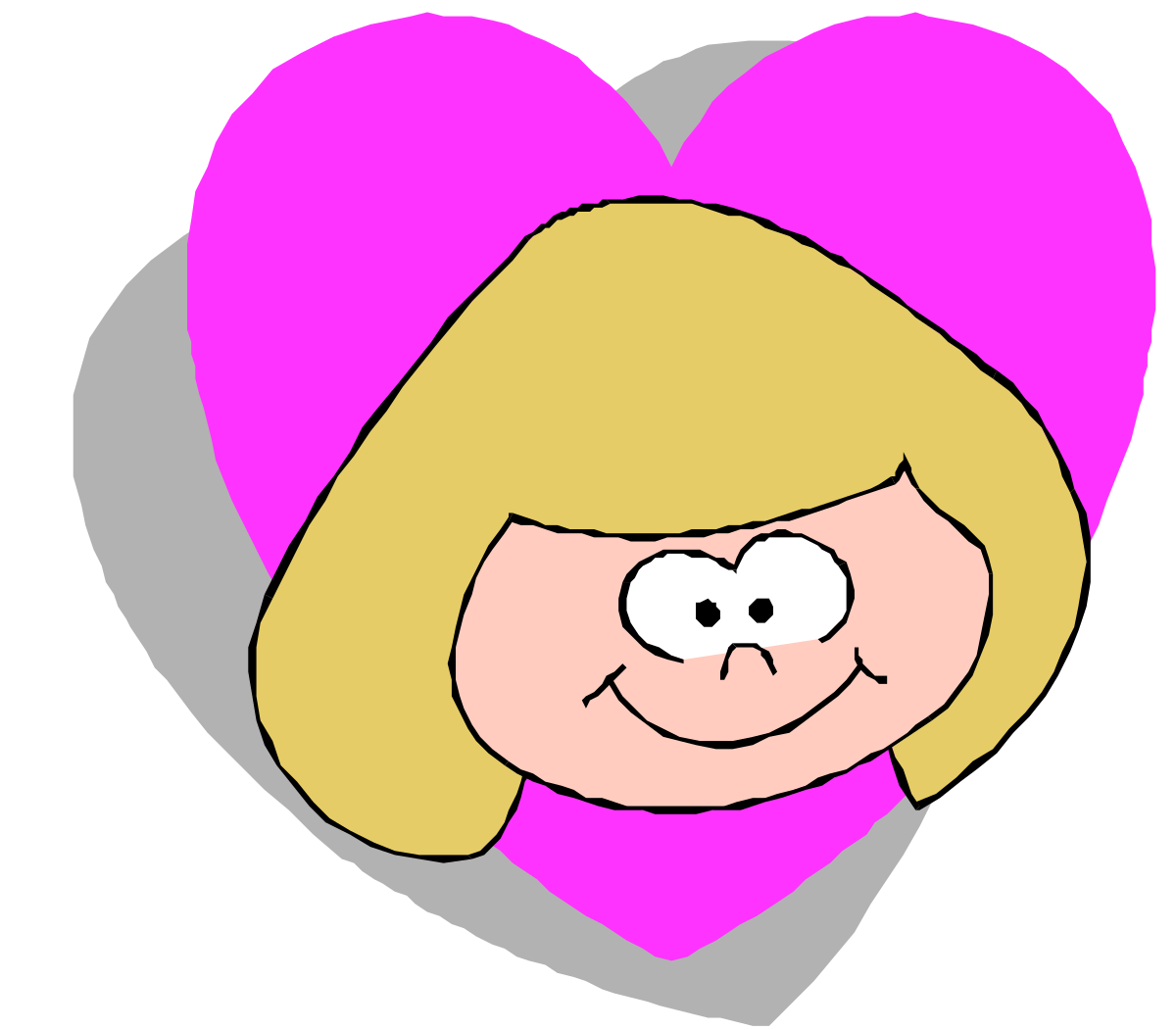 Cartoon Girl with Heart Shaped Face - Adorable Clipart