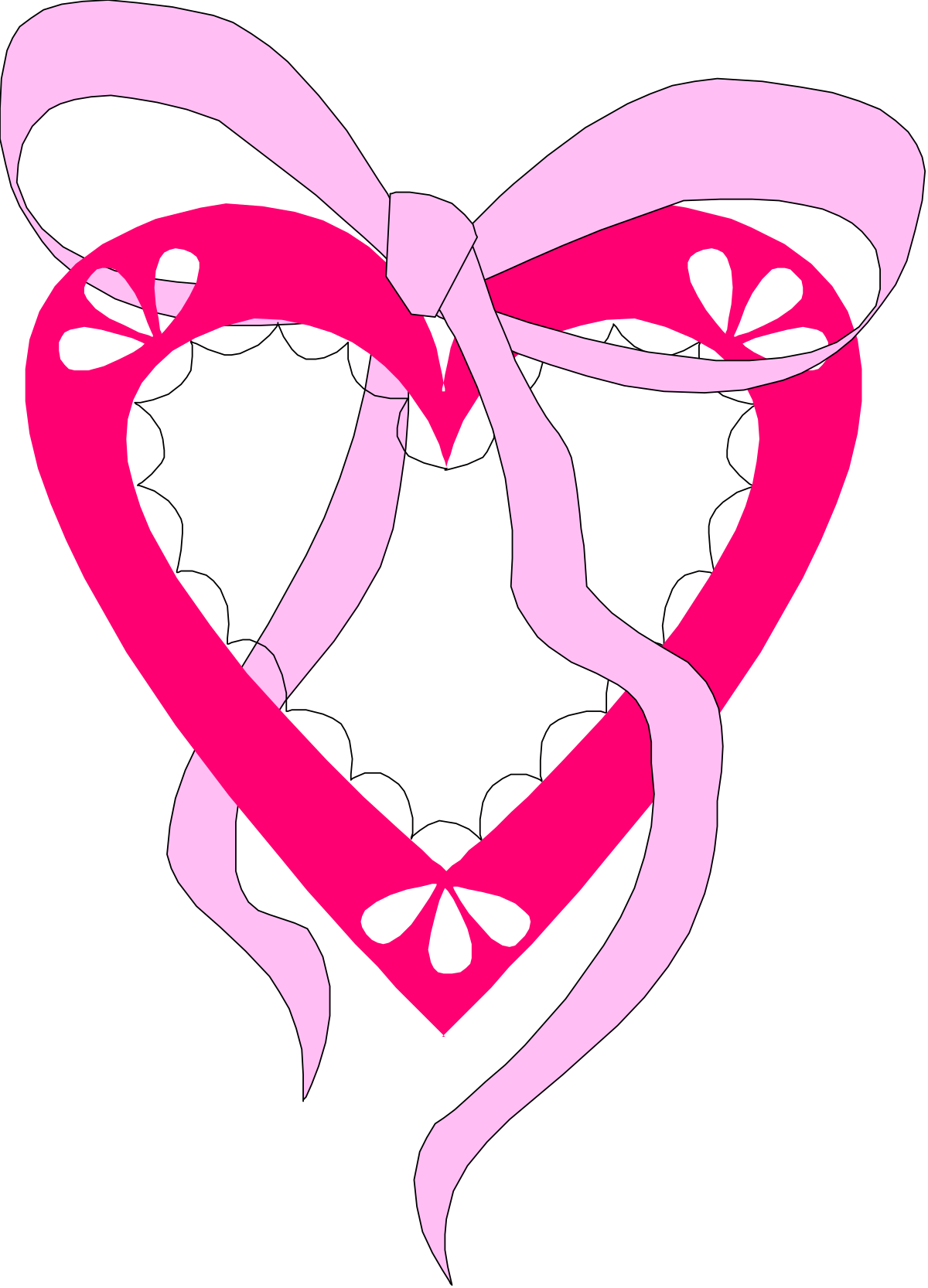 a pink heart with a ribbon in the middle clip art png transparent Heart Clipart with Ribbon - Charming Pink Heart Design