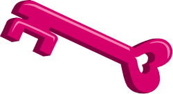 Pink Key on Black Background - Stylish Clipart for Various Uses