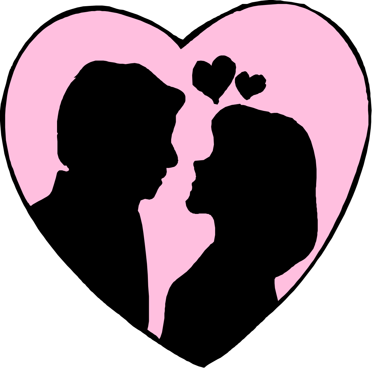Silhouette Couple Heart Clipart  Romantic Love Icons