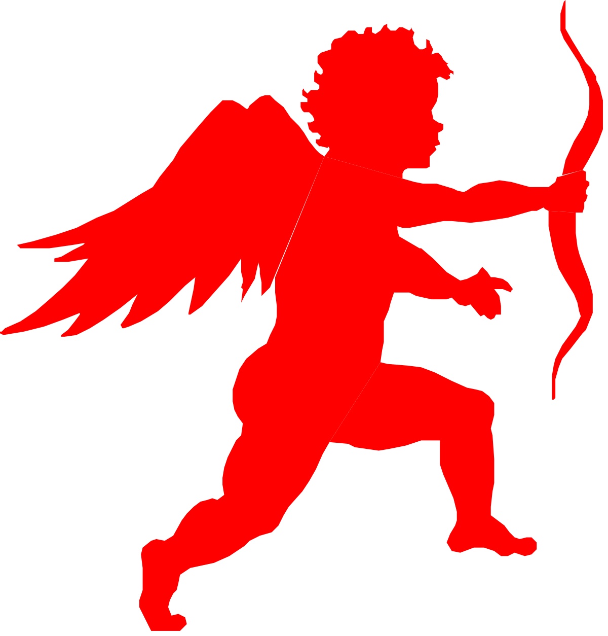 Red Silhouette of a Man with Bow and Arrow - Dynamic Clipart