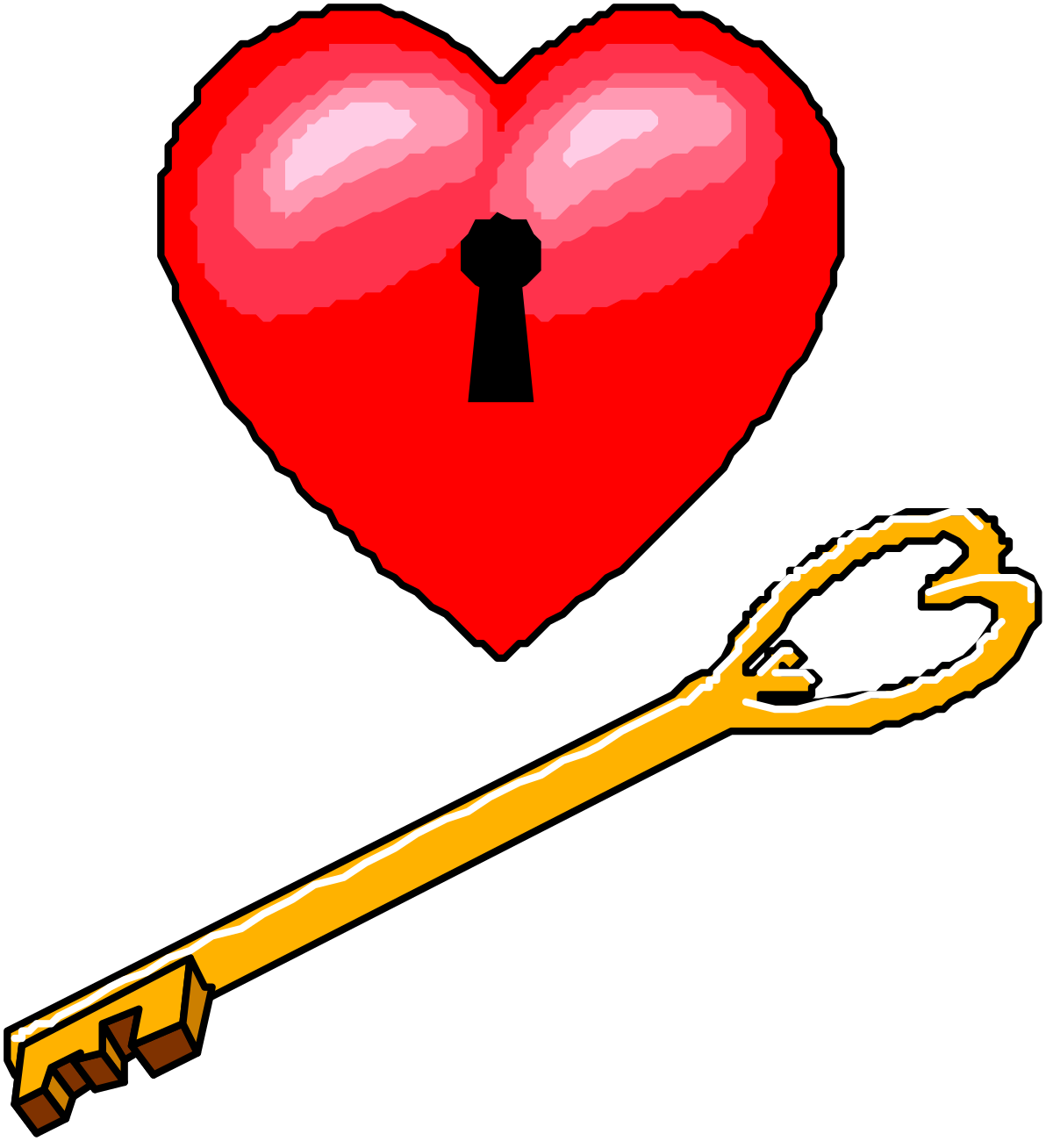 Heart Shaped Key with Keyhole - Unique Clipart for Romantic Designs
