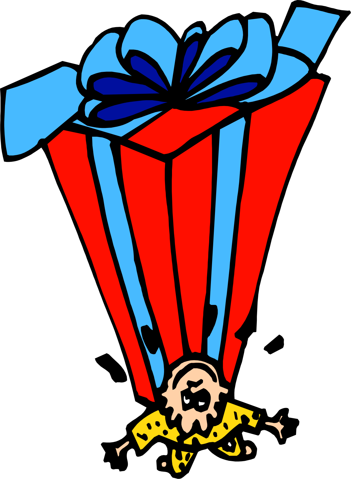 Red and Blue Gift Box Clipart with a Blue Bow