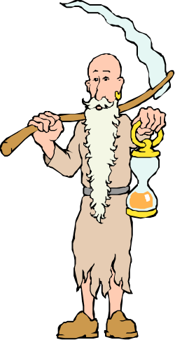Cartoon Character Holding Stick and Pot Clipart