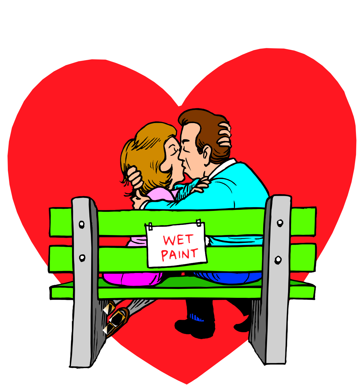 Romantic Bench Scene with 'I Love You' Sign - Clipart for Love Themes