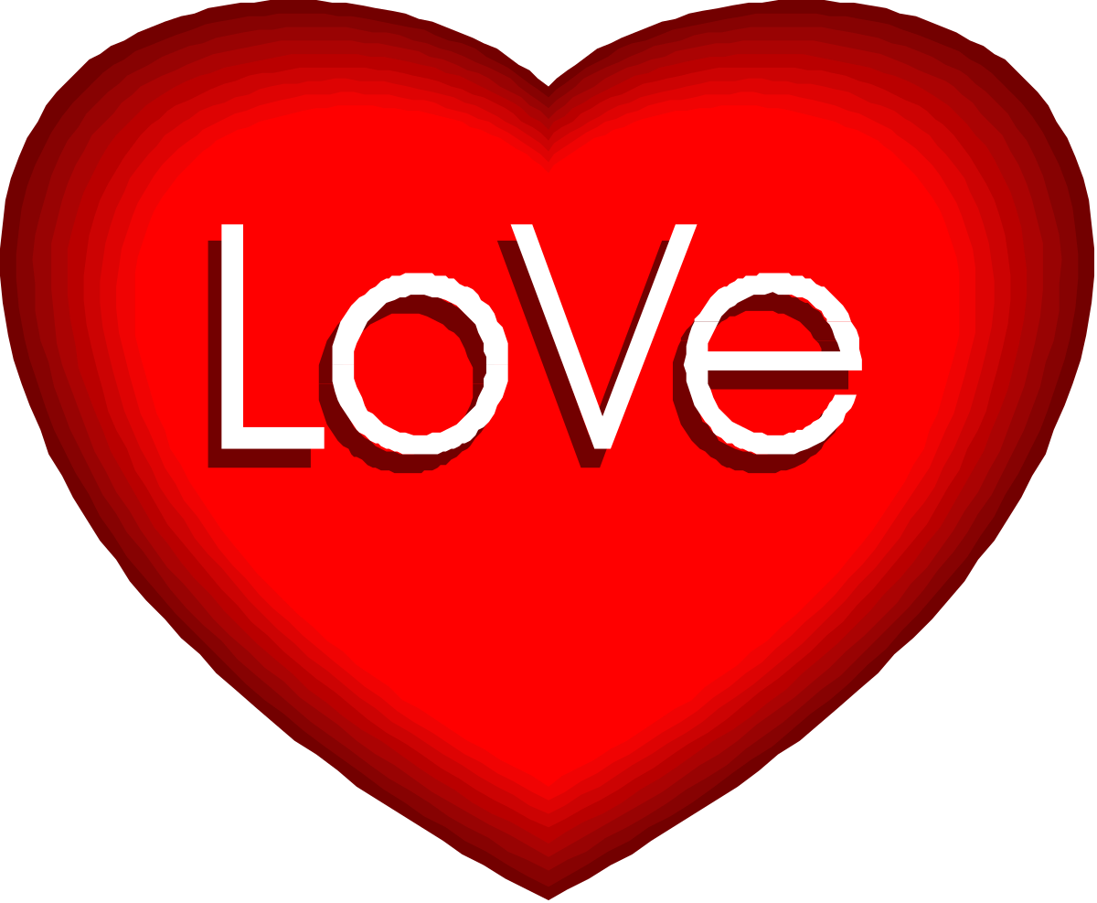 Love Clipart: Red Heart with Love Text Design