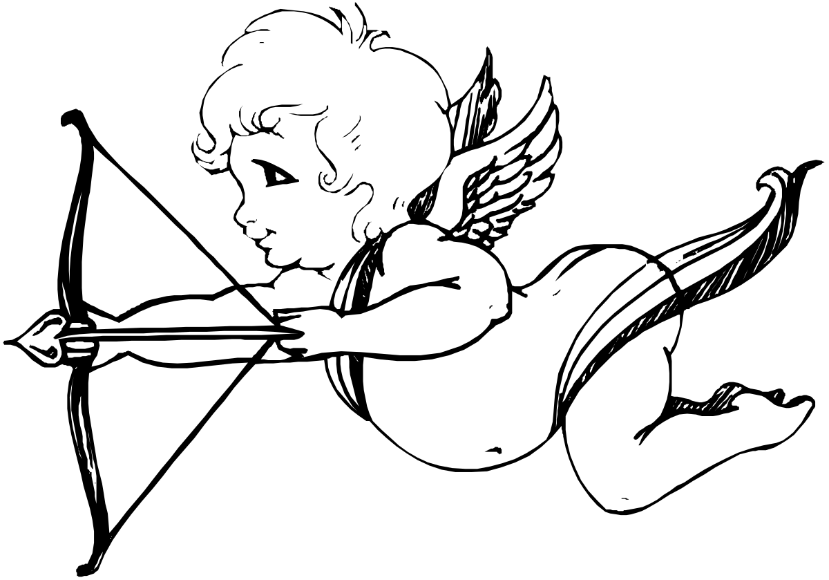 a black and white drawing of a cupid cupid cupid cupid cupid cupid cupid cupid cupid cupid cup clip art png transparent Cupid Clipart: Vintage Black and White Cupid Illustrations