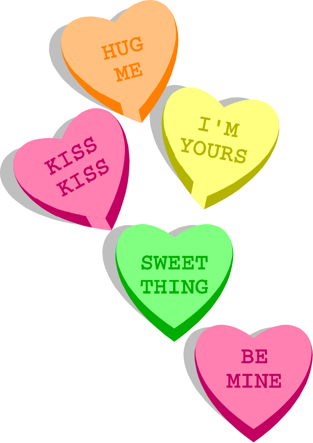three hearts with the words i ' m ' s, i ' m ' s, and i ' m clip art png transparent Three Hearts with 'I’m' Text Clipart – Perfect for Personal and Romantic Designs