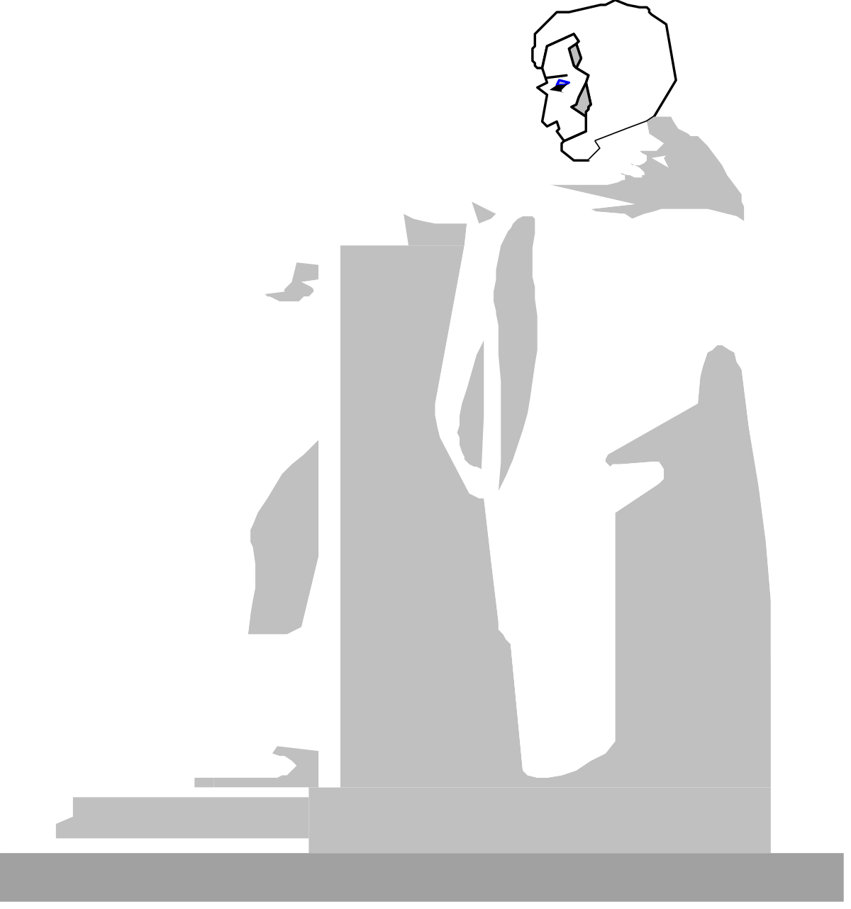 Man Sitting on Pedestal Statue Clipart - Iconic Sculpture Image