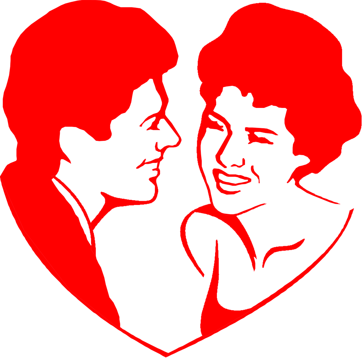 Heart Shape Clipart: Couple Embracing Love