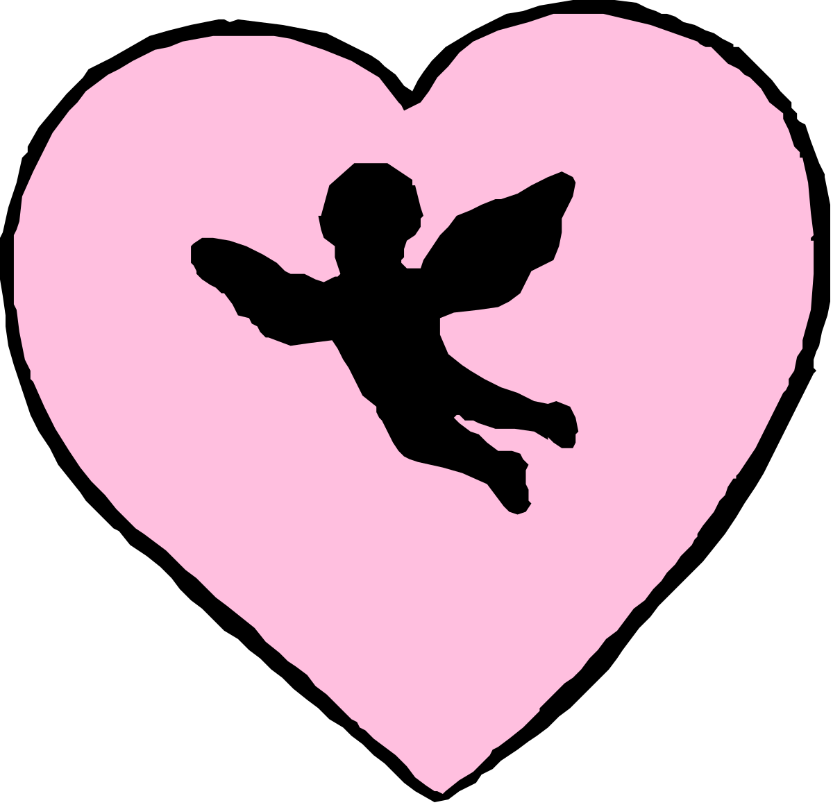 Pink Heart with Cupid Silhouette - Romantic Clipart for Every Occasion
