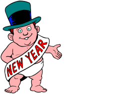 Cartoon Character Holding New Year Sign Clipart