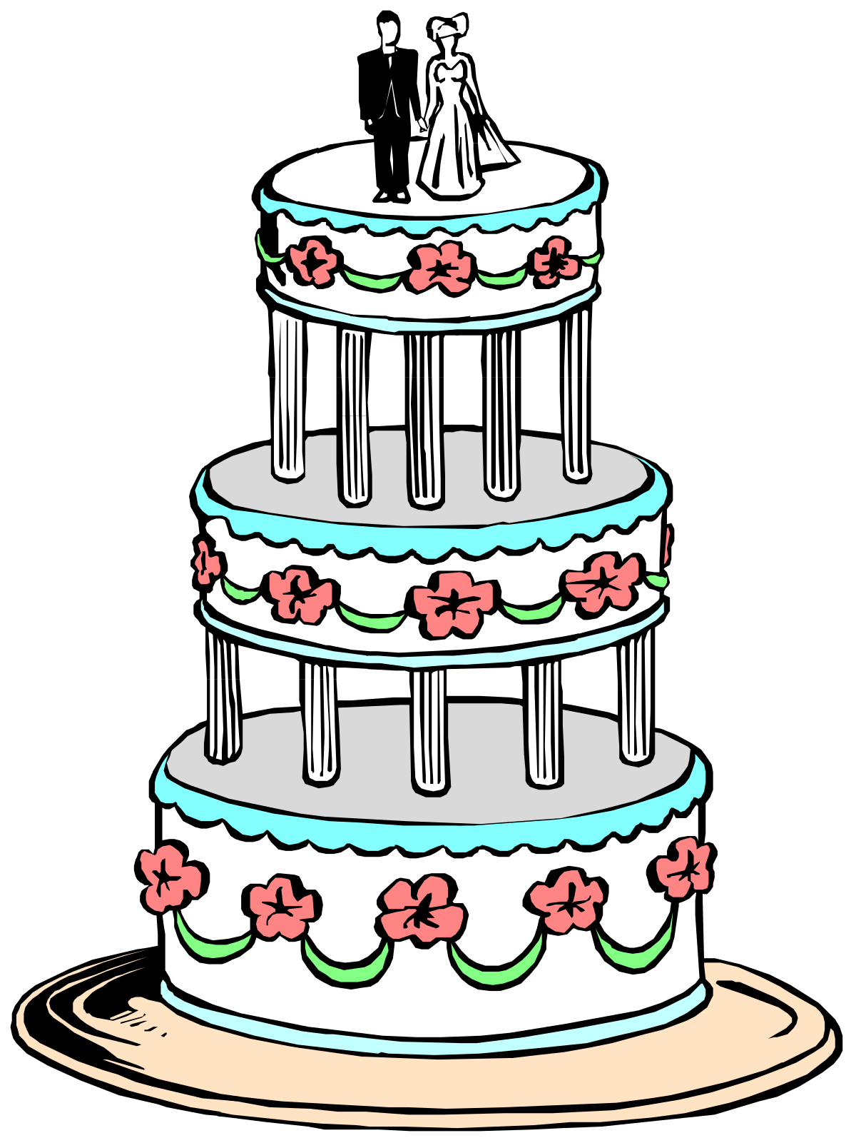 a wedding cake with a bride and groom on top clip art png transparent Wedding Cake Clipart with Bride and Groom on Top