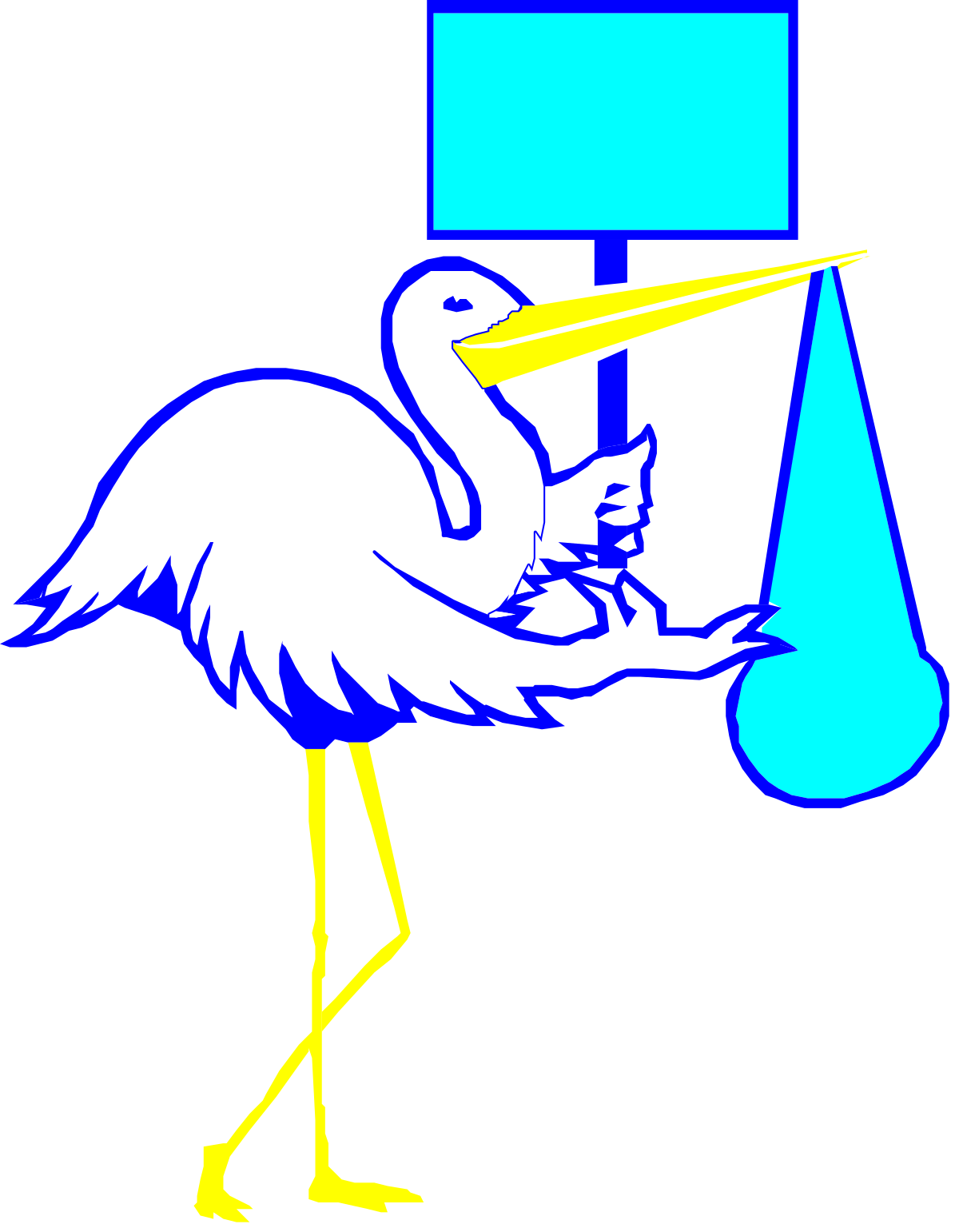 Bird with Beak and Blue Sign - Vibrant Clipart for Creative Projects