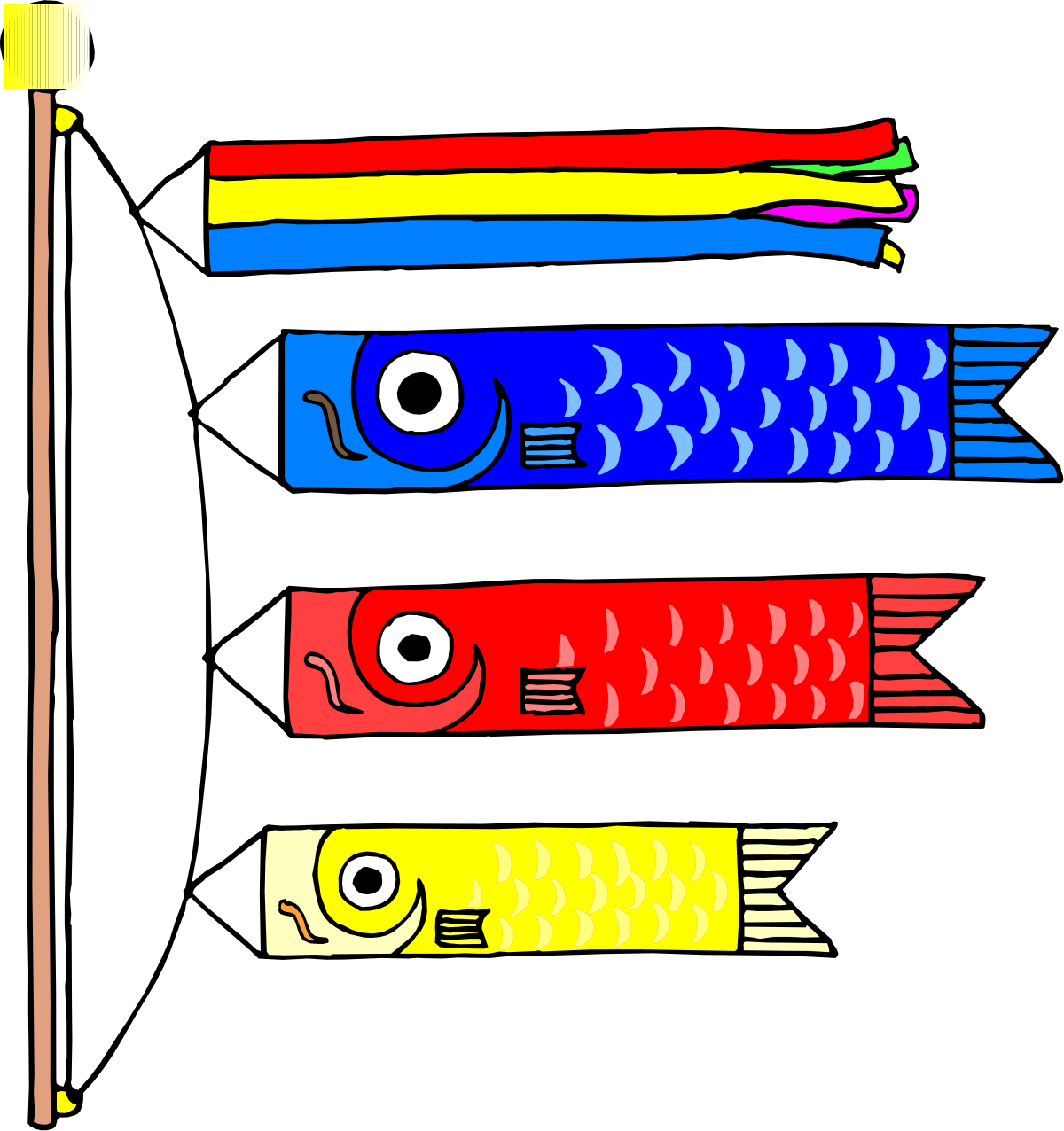 Fish Group with Flag and Flag Pole Clipart for Creative Projects