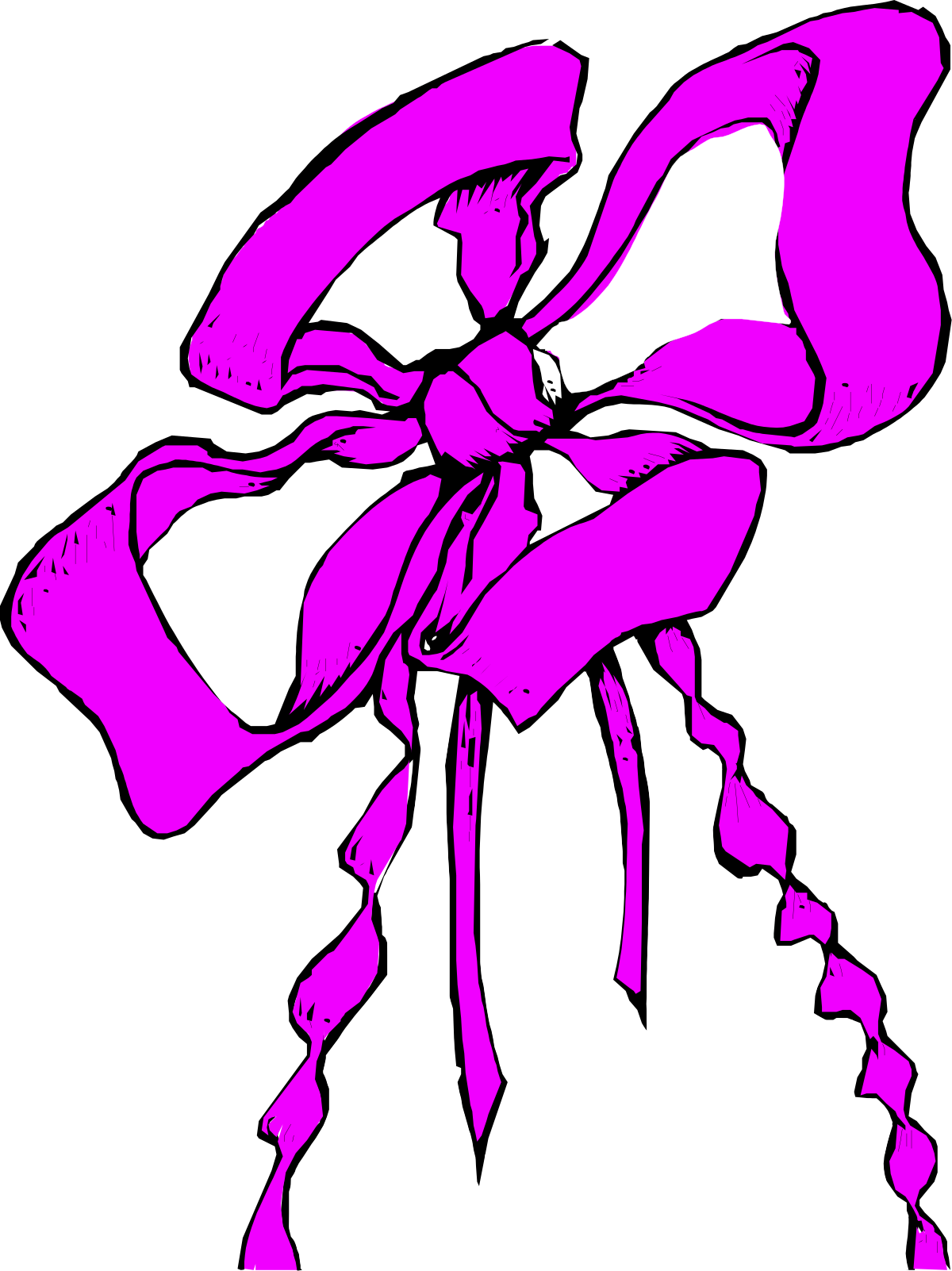 Pink Bow on Black Background - Elegant Clipart Design