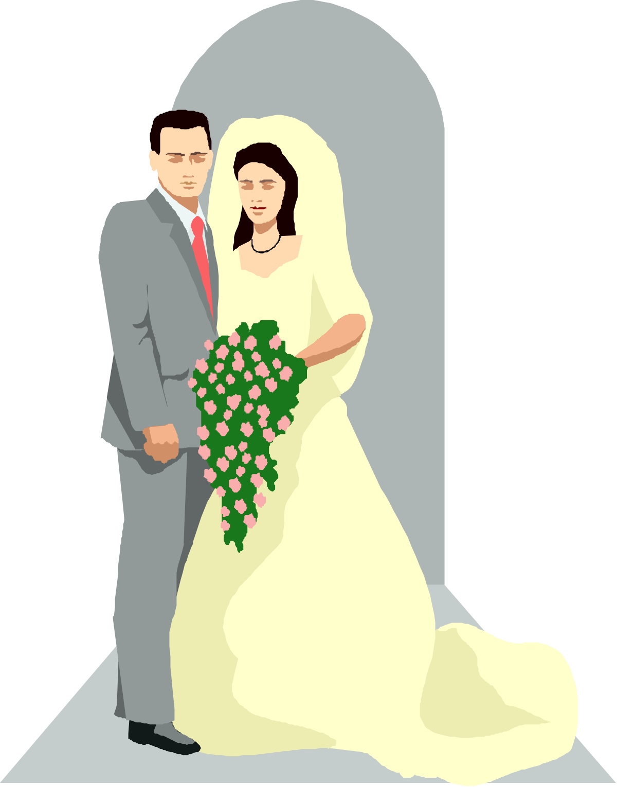 a bride and groom standing in front of a stone arch clip art png transparent Bride and Groom Standing Before Stone Arch - Perfect Wedding Clipart