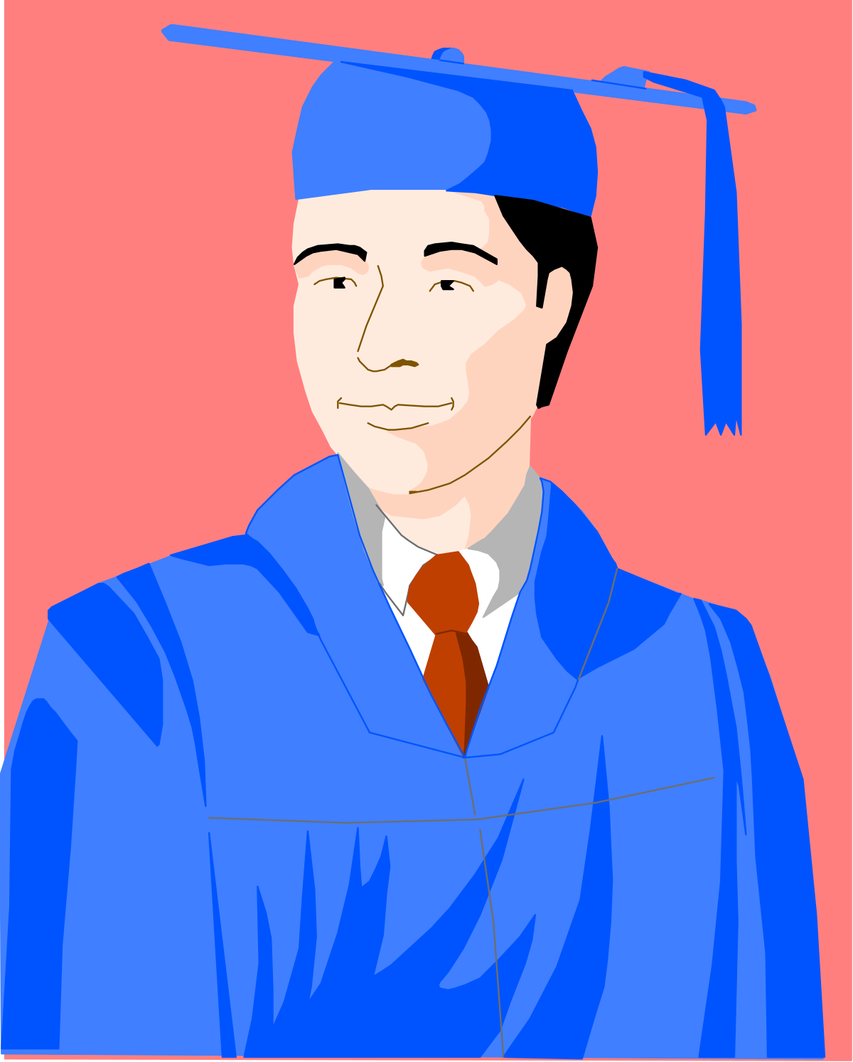 Blue Graduation Gown Clipart: Celebratory Man in Cap and Gown