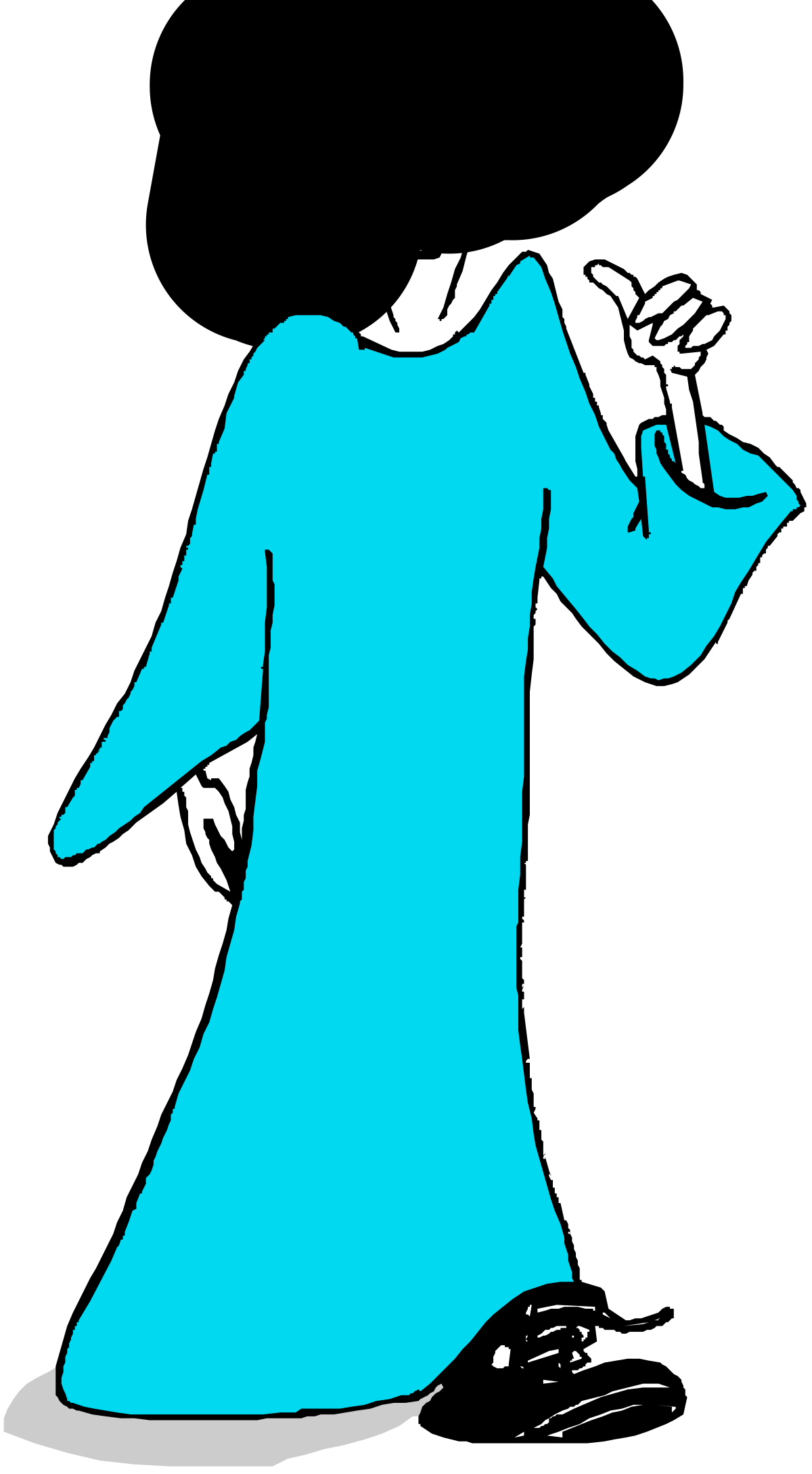 Woman in Blue Dress Clipart: Elegant Female Figure Illustration