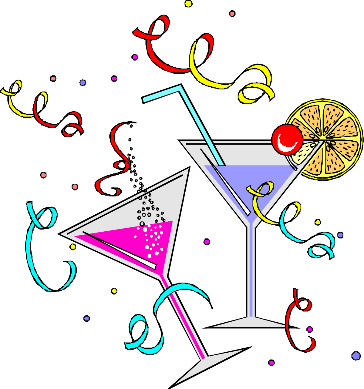 Martini Cocktail Clipart with Cherry & Orange Slice