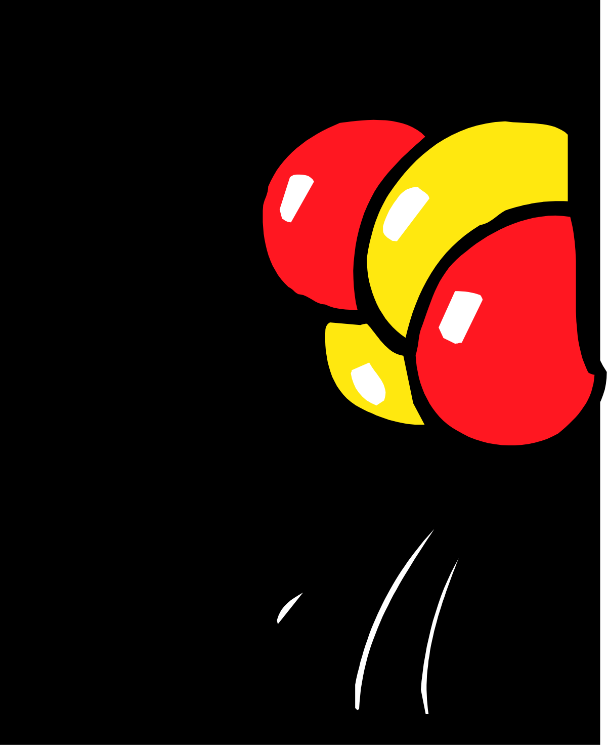 Red and Yellow Balloon on Black Background - Stunning Clipart for Every Occasion