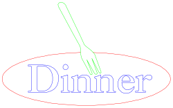 Dinner Clipart: White Plate with Green Fork