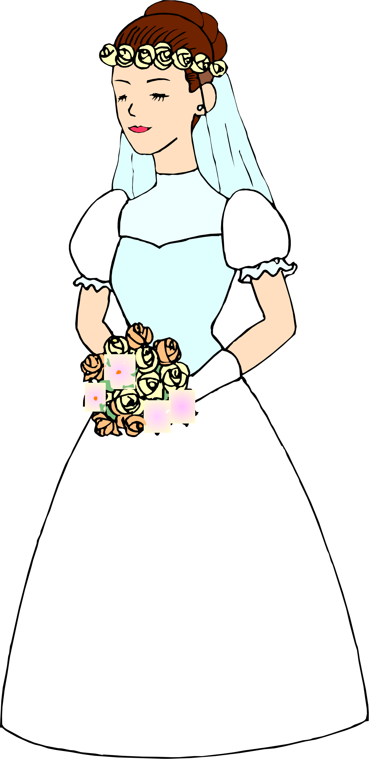Bridal Clipart with Bouquet: Elegant Wedding Illustrations