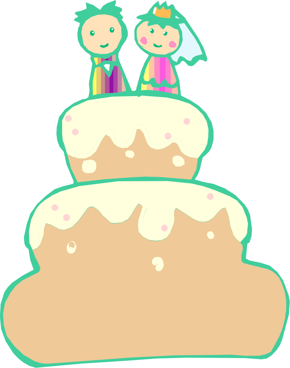Cake with Two People on Top Clipart - Perfect for Celebrations