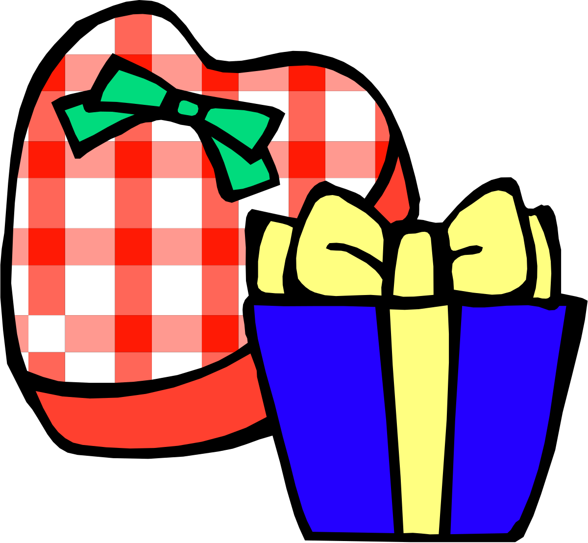 Red and White Checkered Shirt Clipart with Bow