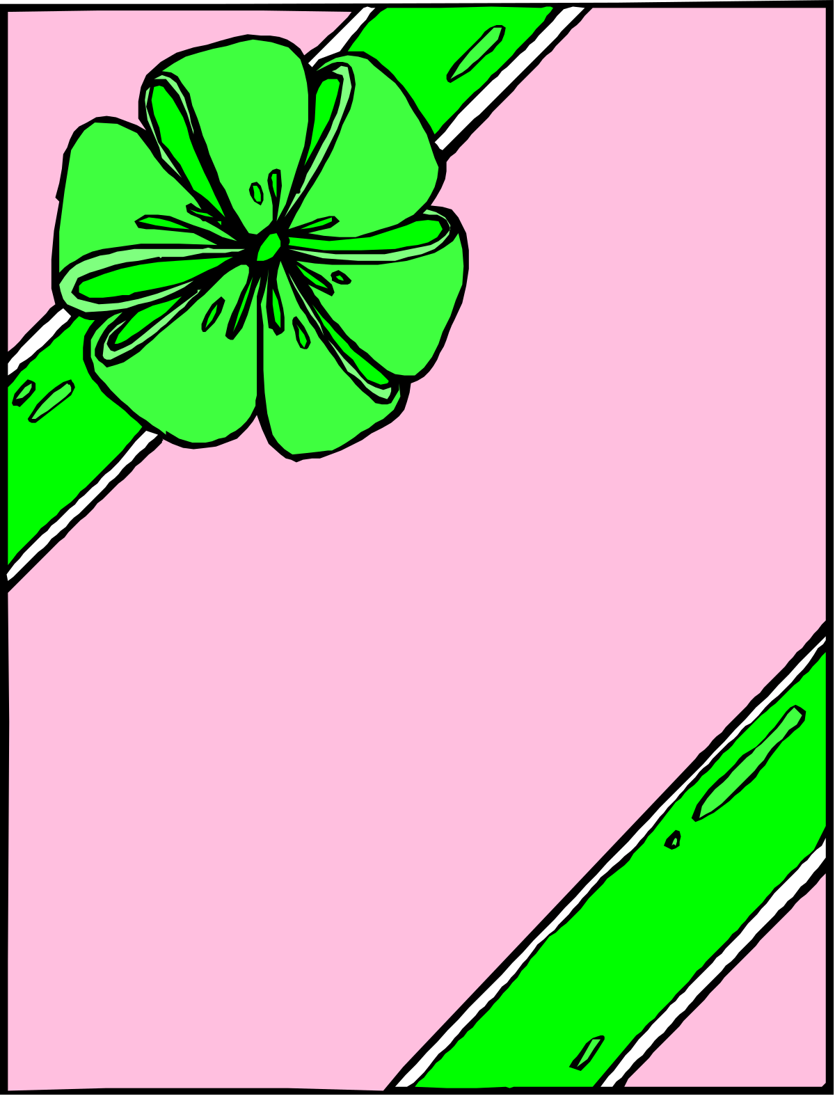 Green Flower on Pink Background Clipart: Vibrant Floral Design