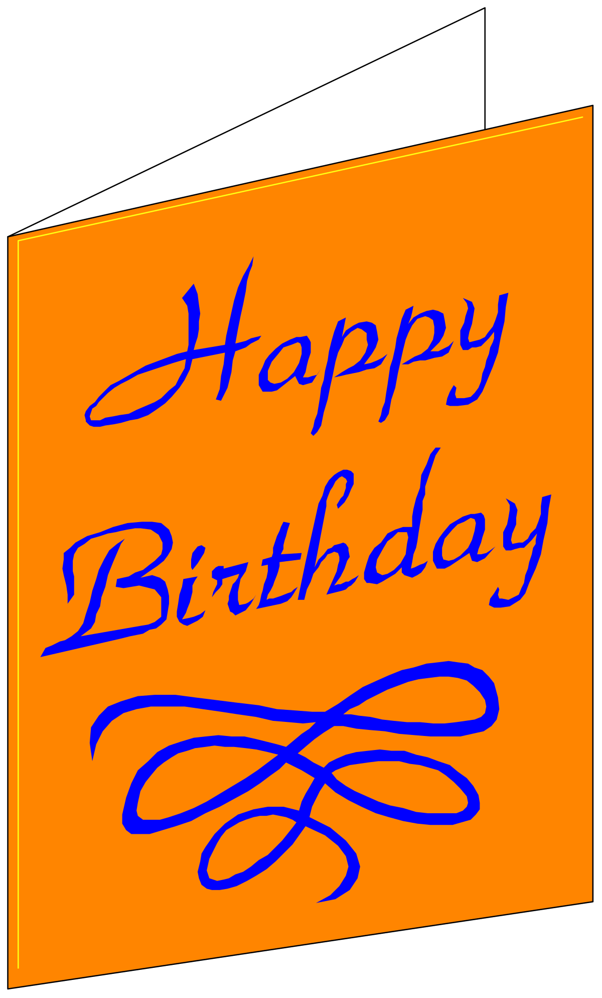 Happy Birthday Clipart: Vibrant Blue and Orange Birthday Card Design
