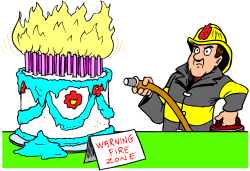 Cartoon Fireman with Burning Candle Clipart for Fun and Creative Designs