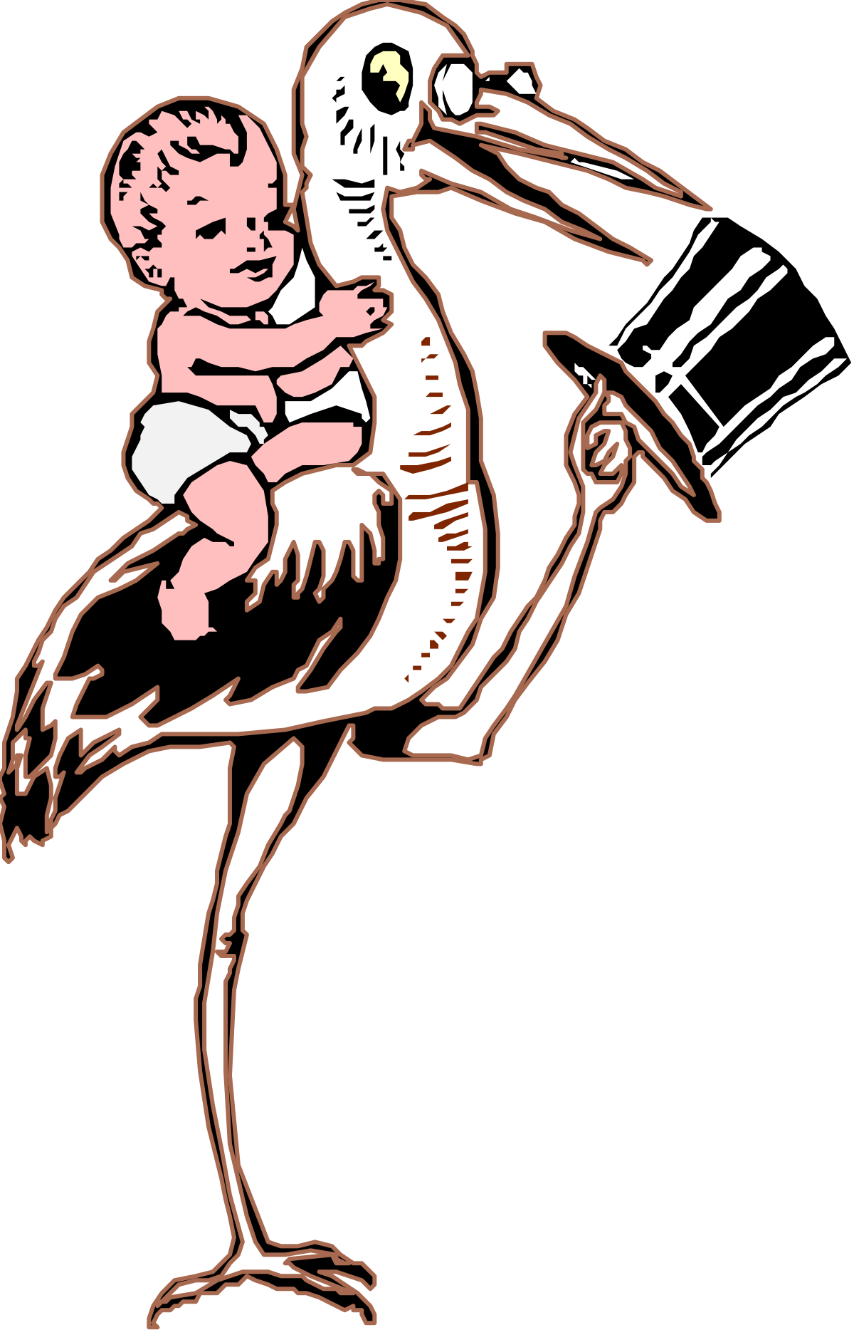 Stork Carrying Baby Clipart - Charming and Whimsical Design