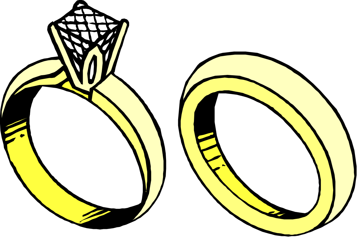Elegant Wedding Rings Clipart with Diamond Accent