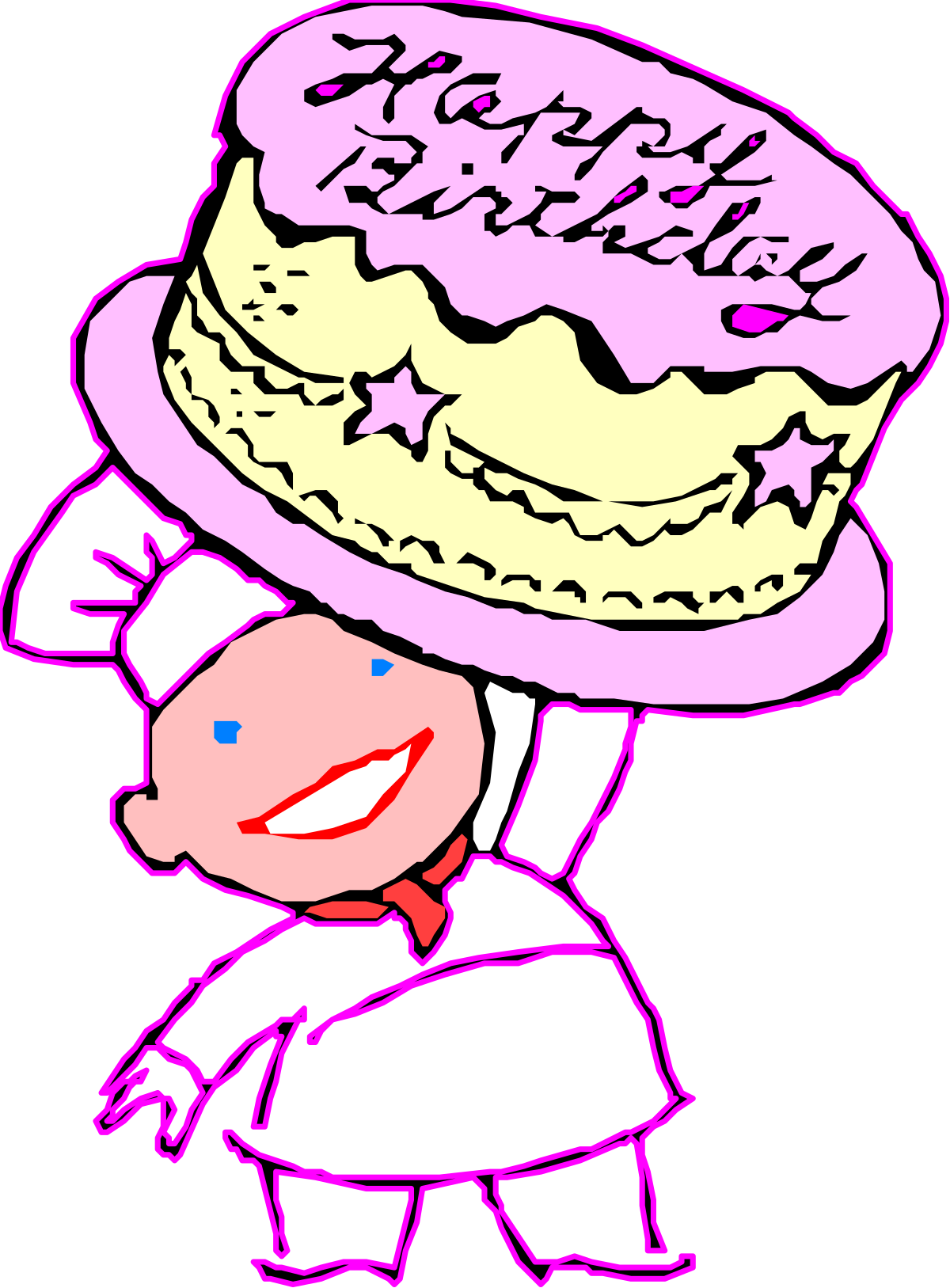 a cartoon character holding a cake on his head clip art png transparent Cartoon Character Holding Cake: Fun Clipart for Celebrations