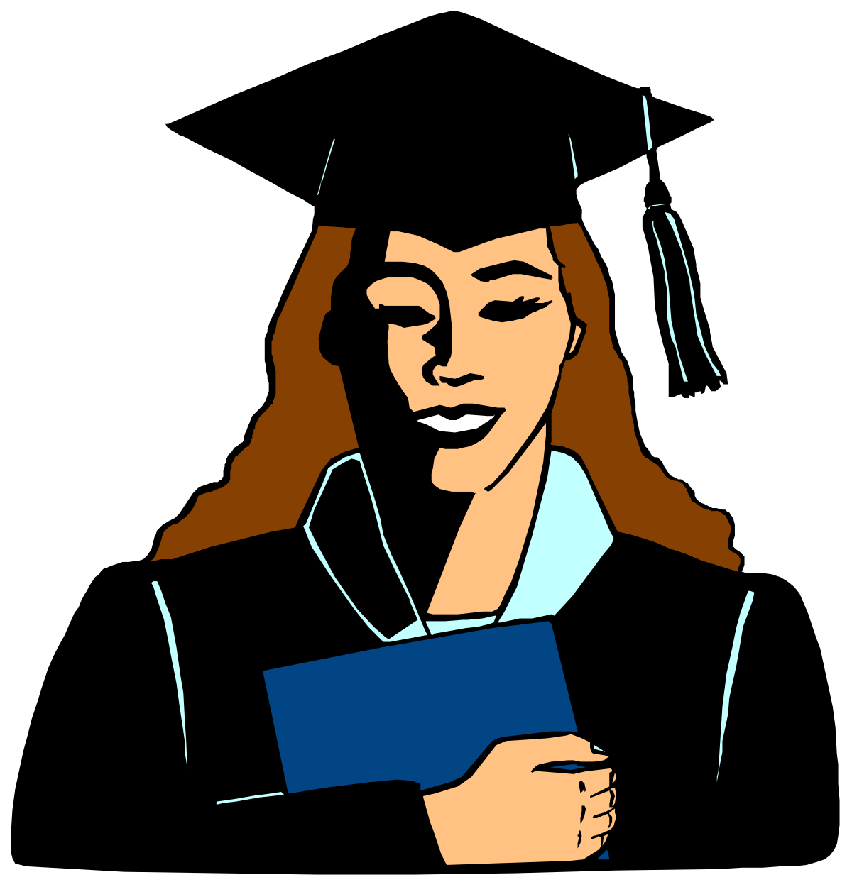 Woman Holding Book and Smiling - Joyful Clipart for Education