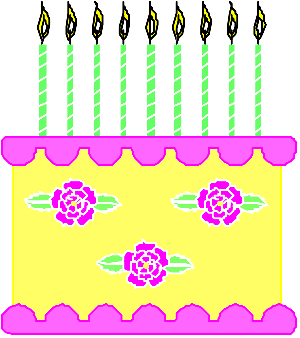 a birthday cake with candles and flowers clip art png transparent Birthday Cake with Candles and Flowers Clipart for Celebrations